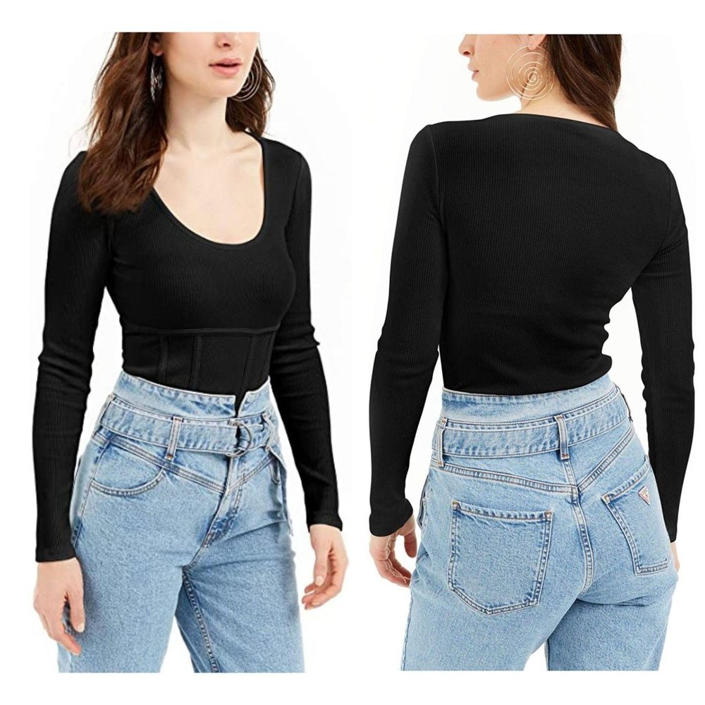 NEW Guess Charlie Ribbed Scoop Neck Top